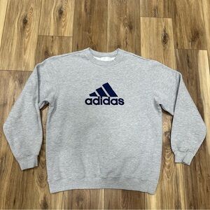 Vintage Y2K Adidas Large Logo Crewneck Sweatshirt, Grey, Medium